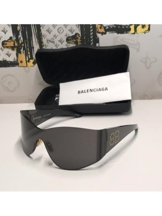 New Authentic Balenciaga BB0122S 004 Black Shield Sunglasses main image 8